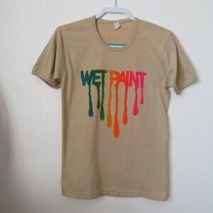 True Vintage 1970's Wet Paint Graphic T-shirt Beige Women's Small